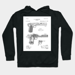 Browning Pistol Patent - Gun Lover Military Fan Art - White Hoodie